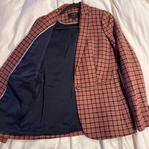 J. Crew Pink and Black Plaid Blazer